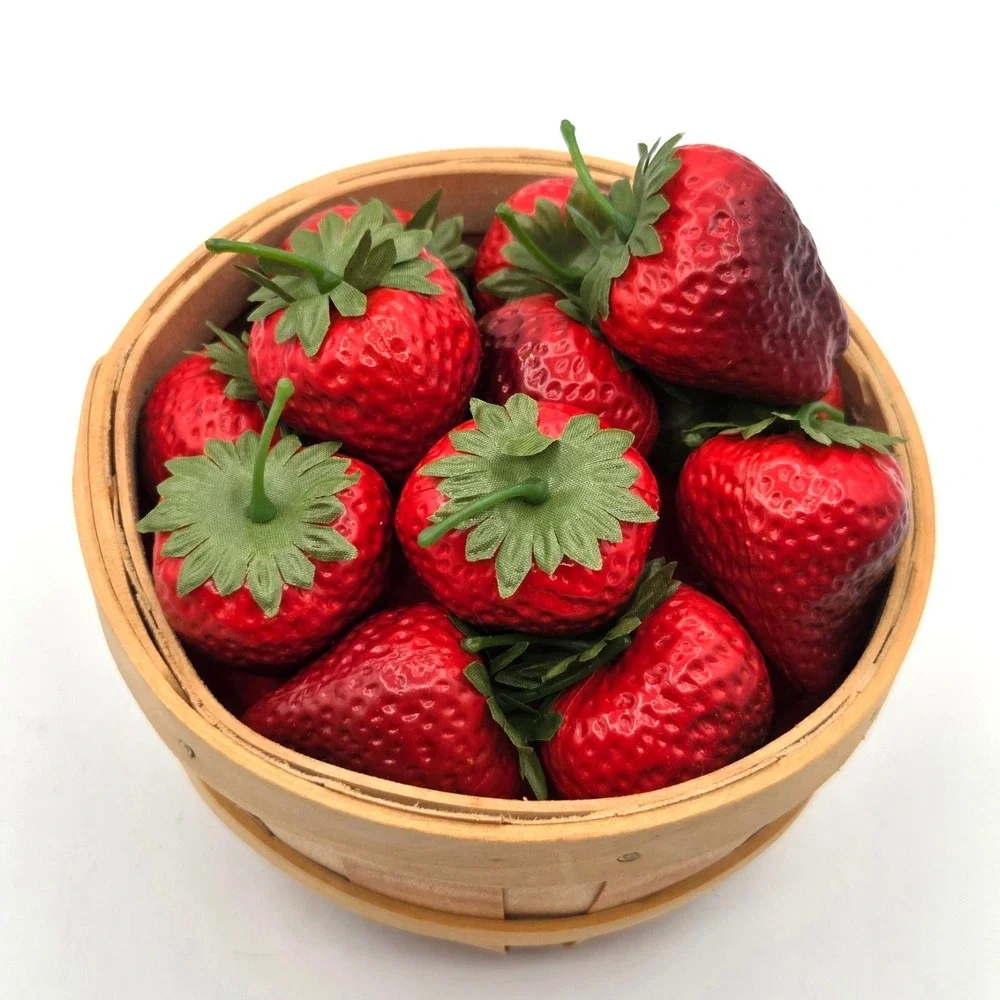 Classic Basket of Strawberries Country Cottage Core Farmhouse